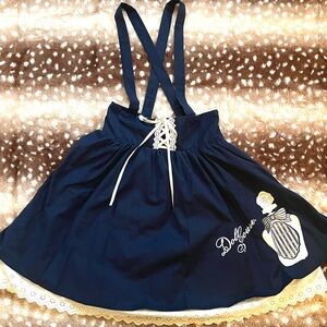 Navy Blue Suspender Skirt